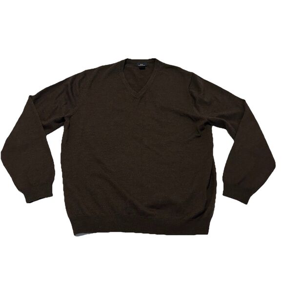 Brooks Brothers 365 Merino Wool Sweater V Neck Pullover Brown - Mens Large - Picture 2 of 10